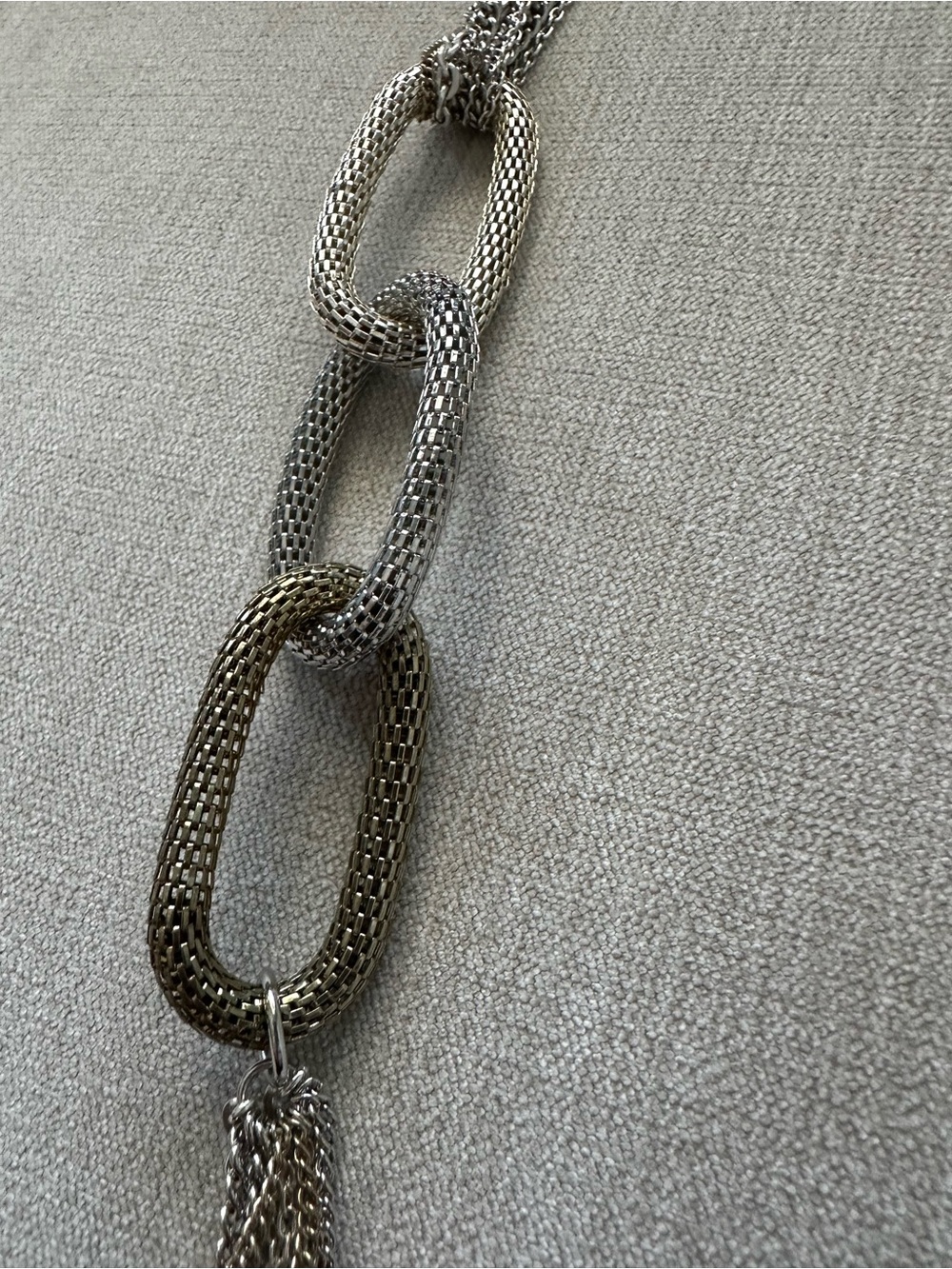 Silver-Tone Multi-Chain Link Statement Necklace with Tassel - Picture 6 of 6